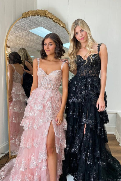 Charming Ball Gown Off The Shoulder Green Sequin Lace Prom Dresses Inspiration Slit Party Dress Princess Graduation Dress B647