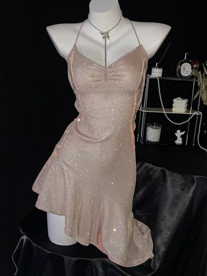 Sexy Sheath Spaghetti Straps Sequin Short 16th Birthday Dress Homecoming Dresses Cocktail Gown B654