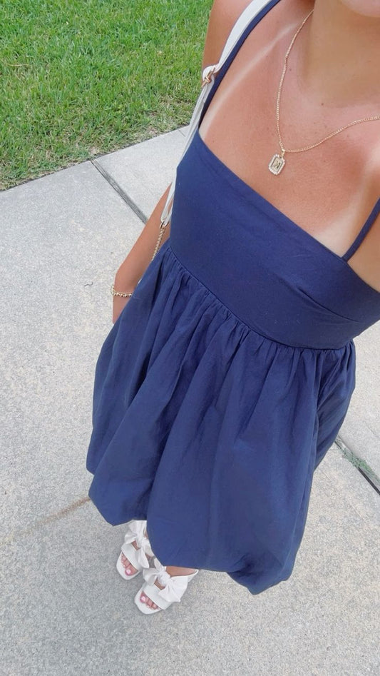Modest A line Spaghetti Straps Navy Blue Satin Short 16th Birthday Dress Homecoming Dresses Cocktail Gown B670