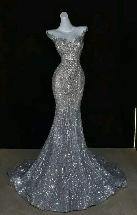 Dreamy Mermaid Scoop Neck Silver Sequin Long Wedding Dress Fairy Formal Sparkly Wedding Dresses B75