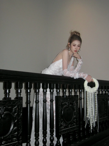 Mermaid Lace Wedding Dress With Straps Fairytale Brides Gown Wedding Dresses N051