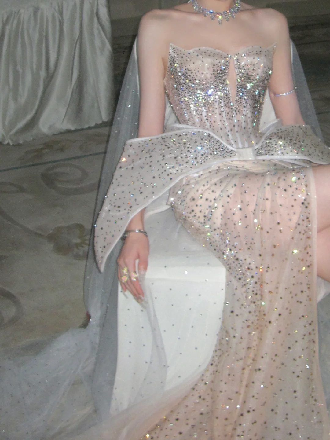 Sparkly Mermaid Sweetheart Champagne Slit Prom Dress Aesthetic Long Graduation Evening Outfits N079