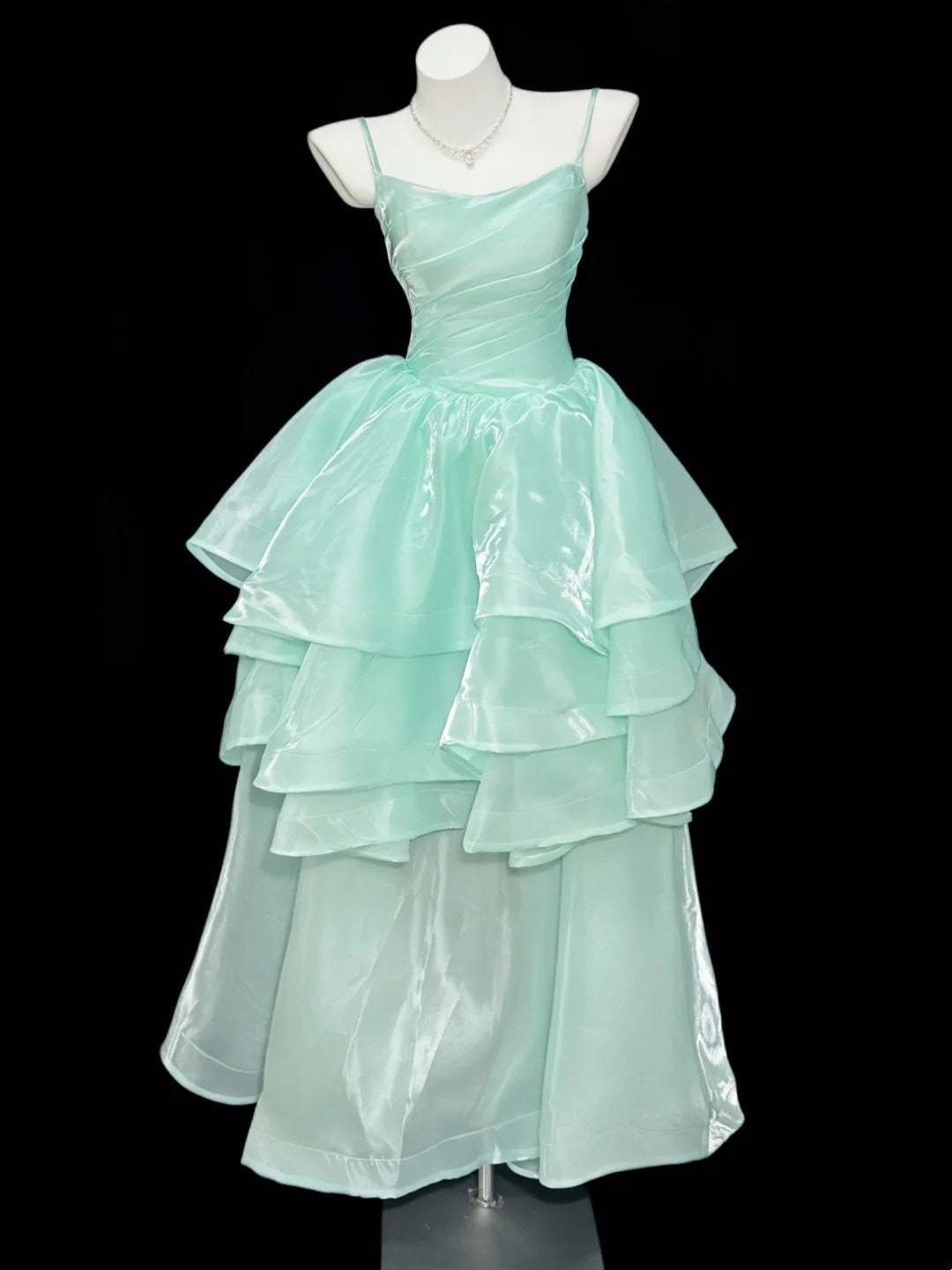 Simple Ball Gown Prom Dresses Spaghetti Straps Mint Green Floor Length Formal Outfits RB4359
