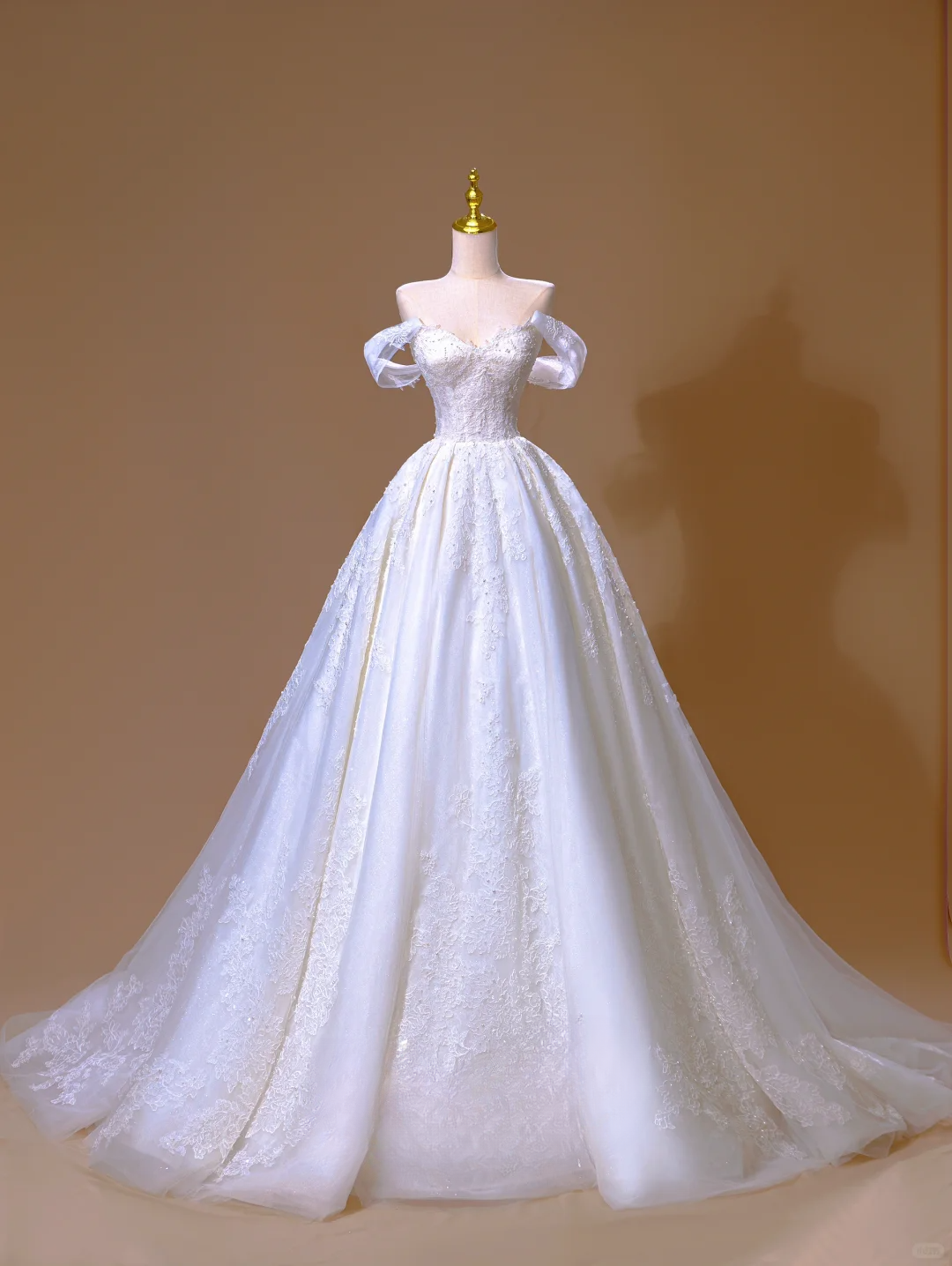 Dreamy Ball Gown Off The Shoulder Lace Appliques Long Wedding Dress Beautiful Formal Cute Wedding Dresses DH2812