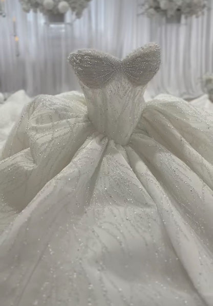 Shiny Ball Gown Sweetheart Sequins White Fitted Wedding Dress Styles Long Brides Gown Wedding Dresses Ideas DH2877