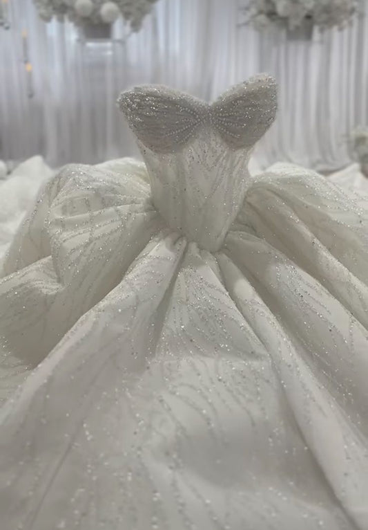 Shiny Ball Gown Sweetheart Sequins White Fitted Wedding Dress Styles Long Brides Gown Wedding Dresses Ideas DH2877