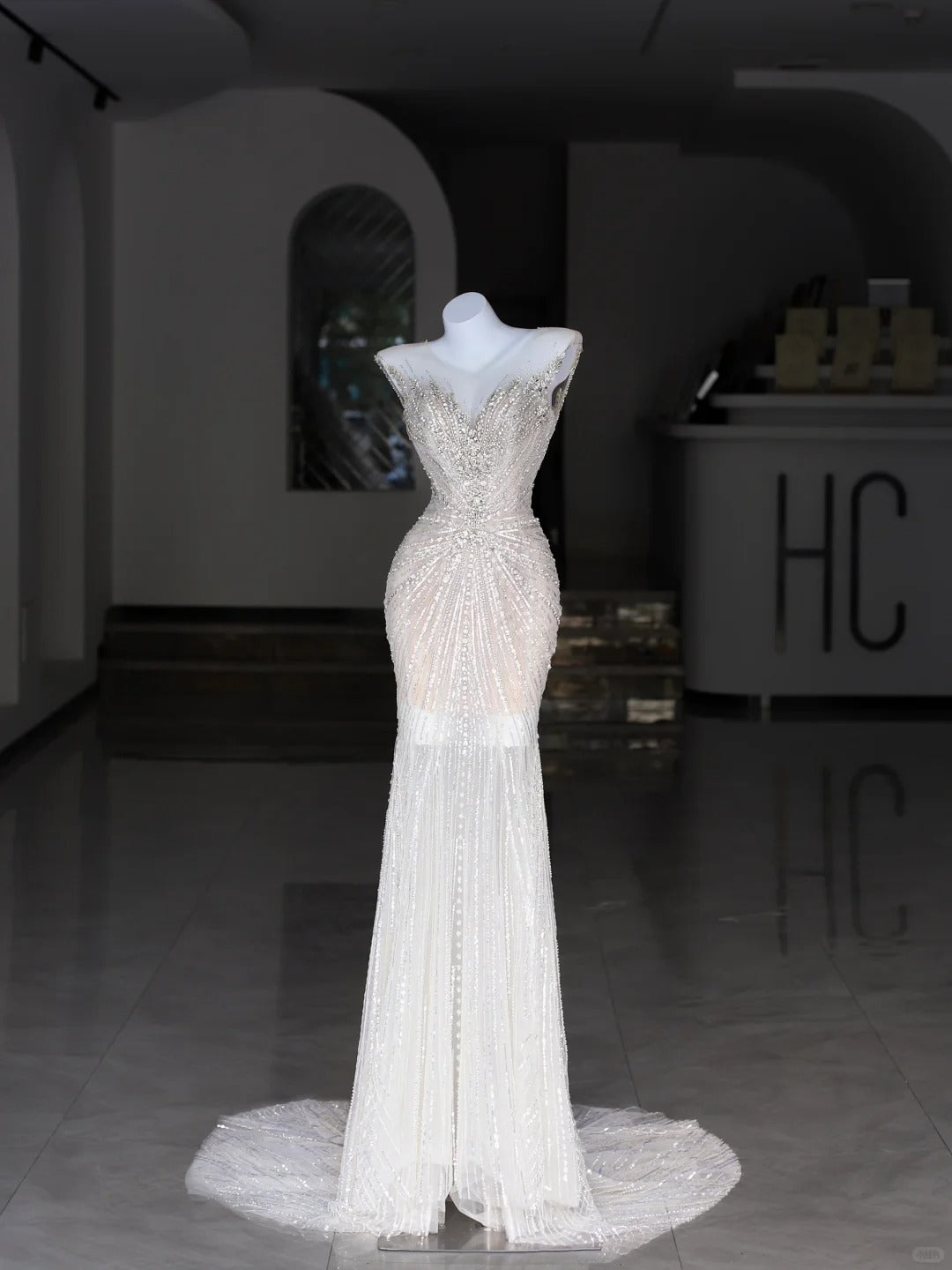 Modest Wedding Dresses Mermaid Sweetheart White Sequin Beaded Bodice Long Bridal Gown N2986