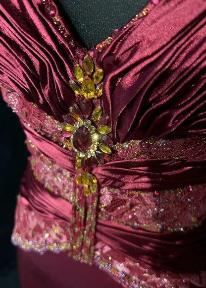 Vintage Prom Dresses A line Spaghetti Strap Wine Red Satin With Pleated 1960s Long Formal Gown N2602
