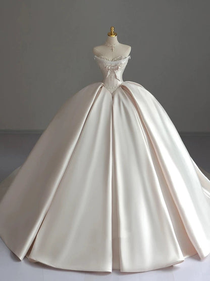 Fancy Ball Gown Sweetheart Sleeveless Satin Fitted Corset Long Wedding Dress Bride Gowns Wedding Dresses RB2092