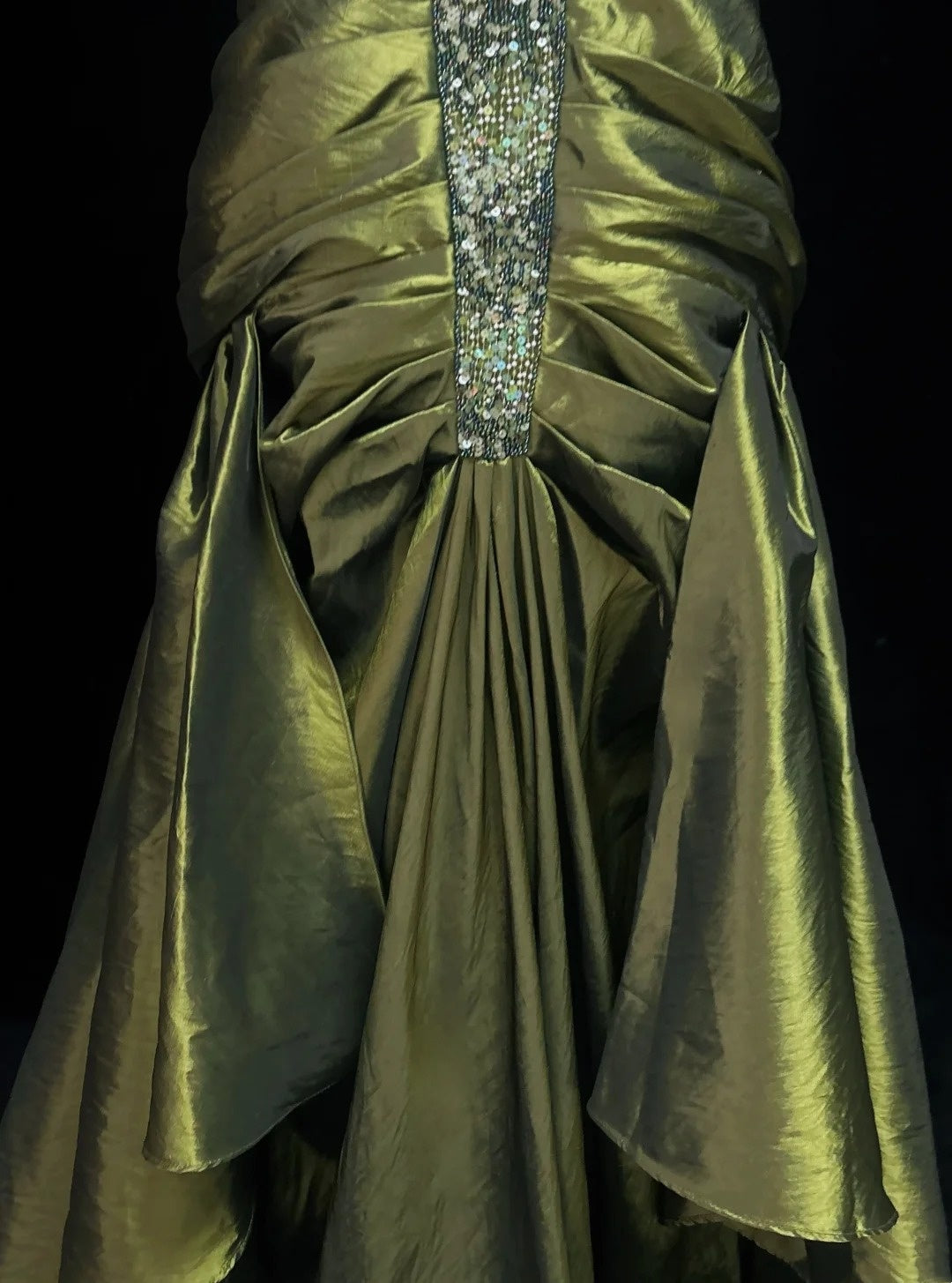 Retro Gown Prom Vintage Dresses Mermaid Sweetheart Olive Green With Beading Long Formal Dress N2319