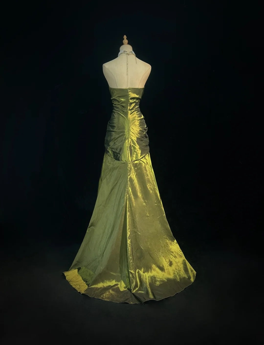 Retro Gown Prom Vintage Dresses Mermaid Sweetheart Olive Green With Beading Long Formal Dress N2319