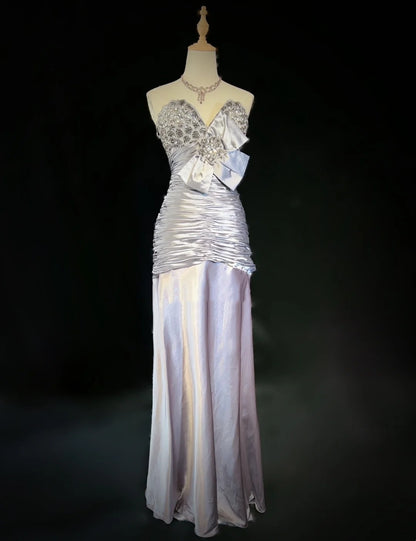 Vintage Prom Dresses 90s Mermaid Sweetheart Satin Beading Long Evening Outfits N3192