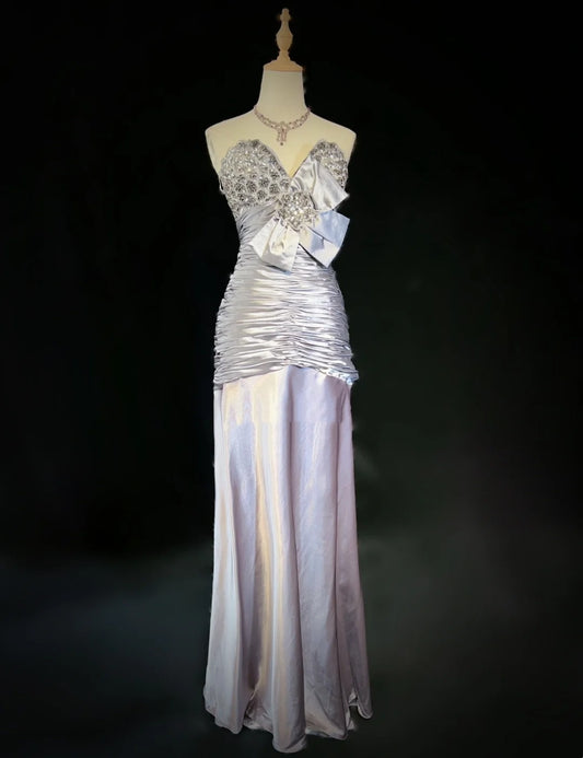 Vintage Prom Dresses 90s Mermaid Sweetheart Satin Beading Long Evening Outfits N3192