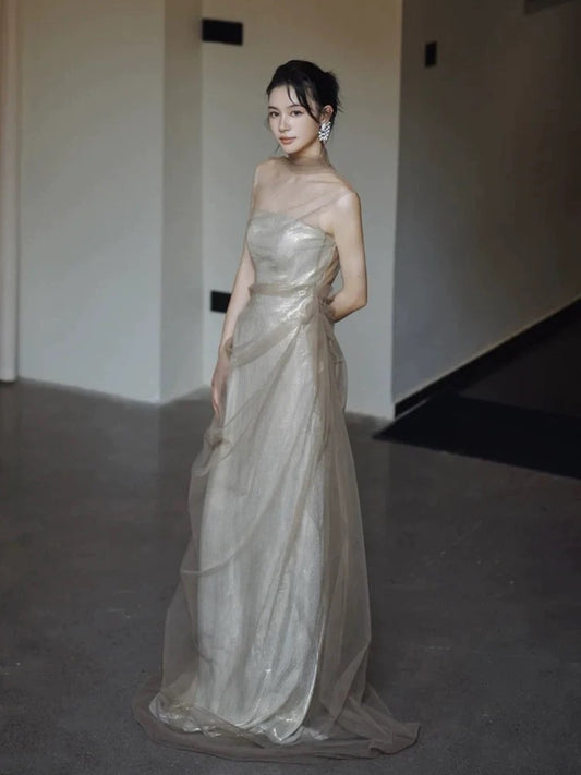 Modest Sheath Strapless Sequin Long 18th Birthday Elegant Outfit Formal Prom Dresses N4108
