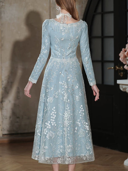 Modest A Line Square Neck Blue Sequin Mid Length 18th Birthday Elegant Outfit Formal Prom Dresses N4113