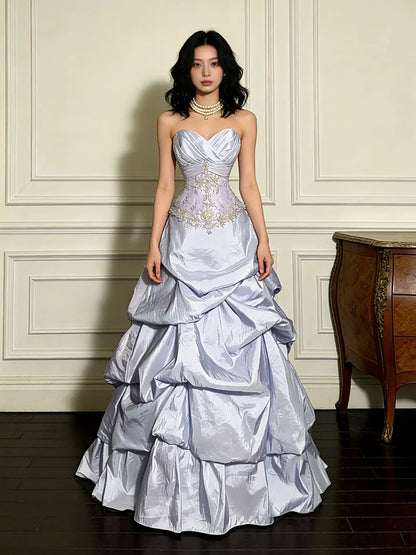 Modest Ball Gowns Sweetheart Lilac Satin Birthday Elegant Outfit Formal Prom Dresses N4088