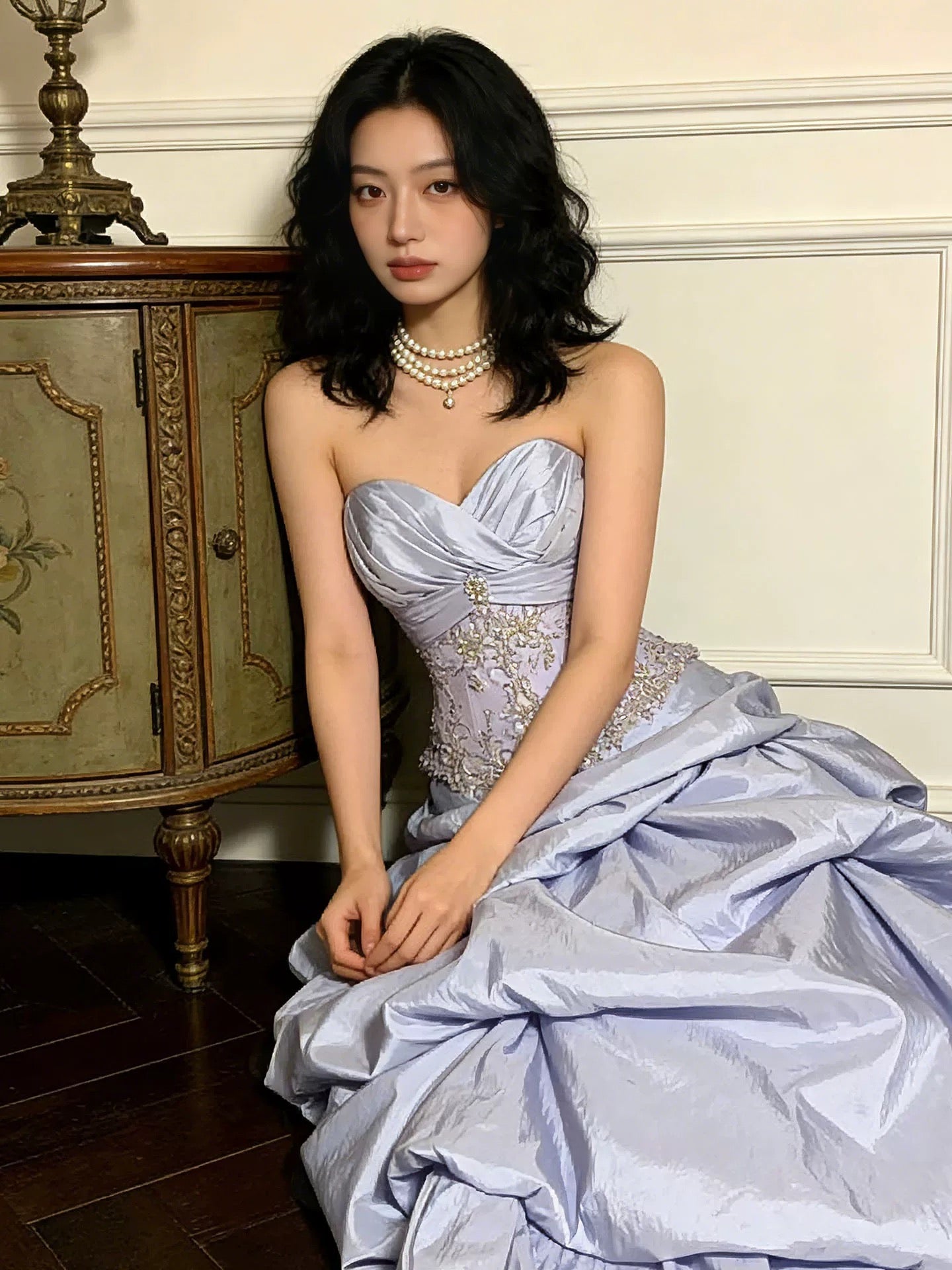 Modest Ball Gowns Sweetheart Lilac Satin Birthday Elegant Outfit Formal Prom Dresses N4088