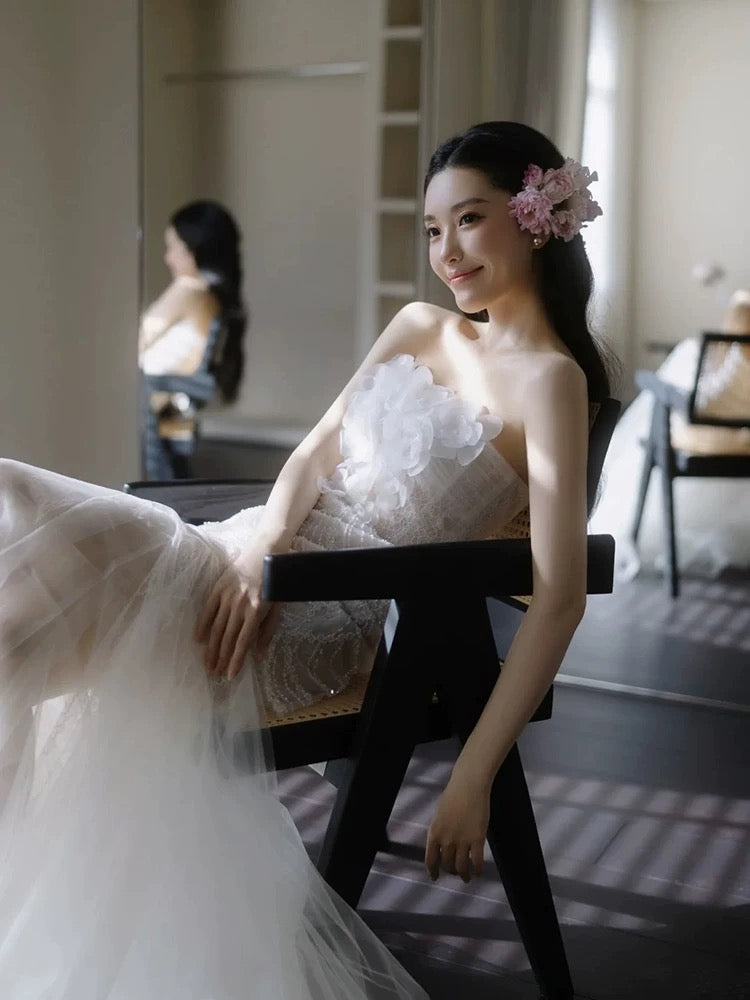 Vintage Wedding Dresses Mermaid Sweetheart Tulle Long Summer Garden Wedding Dress N4135