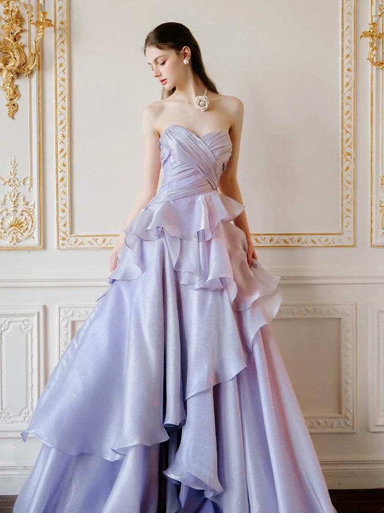 Cute A line Sweetheart Lilac 18th Birthday Elegant Outfit Formal Long Prom Dresses N4138