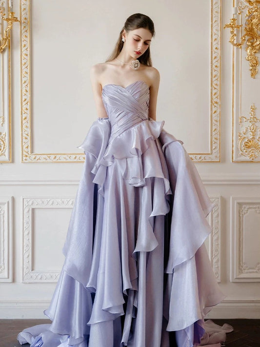 Cute A line Sweetheart Lilac 18th Birthday Elegant Outfit Formal Long Prom Dresses N4138