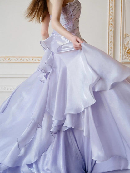 Cute A line Sweetheart Lilac 18th Birthday Elegant Outfit Formal Long Prom Dresses N4138
