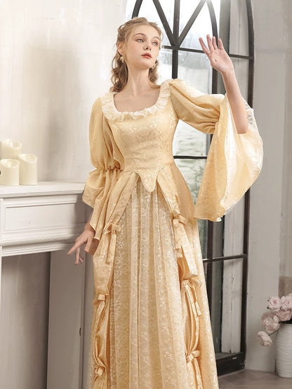 French Style Wedding Dresses A line Square Long Sleeves Lace Summer Wedding Dress N4263