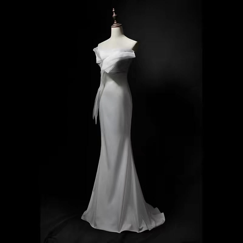 French Style Wedding Dresses Mermaid Sweetheart White Long Summer Garden Wedding Dress N4144