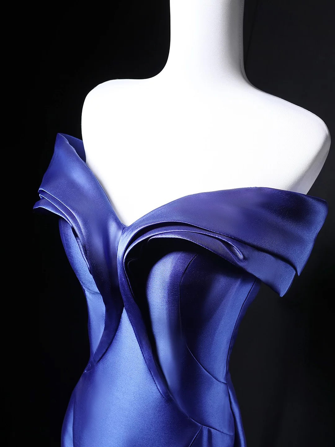 Modest Mermaid Off The Shoulder Royal Blue Satin 18th Birthday Elegant Outfit Formal Long Prom Dresses N4147