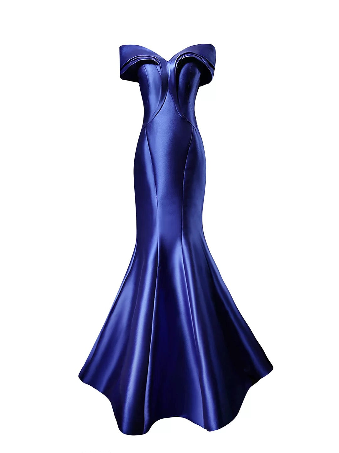 Modest Mermaid Off The Shoulder Royal Blue Satin 18th Birthday Elegant Outfit Formal Long Prom Dresses N4147