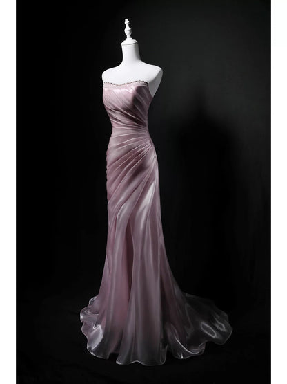 Elegant Mermaid Strapless Pink 18th Birthday Elegant Outfit Formal Long Prom Dresses N4154