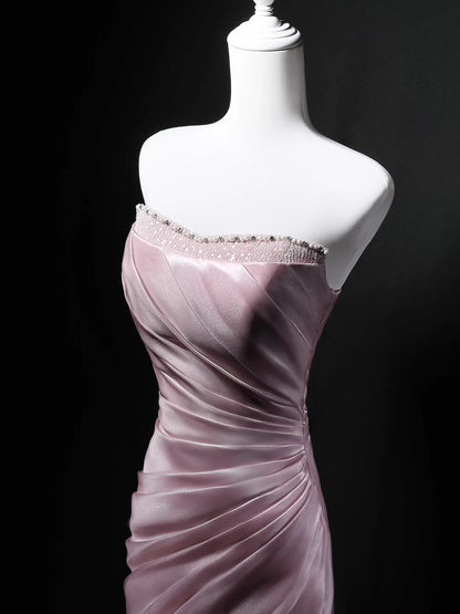 Elegant Mermaid Strapless Pink 18th Birthday Elegant Outfit Formal Long Prom Dresses N4154