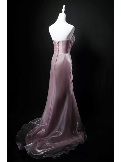 Elegant Mermaid Strapless Pink 18th Birthday Elegant Outfit Formal Long Prom Dresses N4154