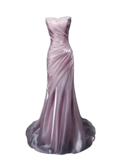 Elegant Mermaid Strapless Pink 18th Birthday Elegant Outfit Formal Long Prom Dresses N4154