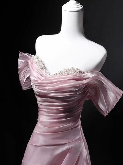 Sparkly Ball Gown Off The Shoulder Pink Birthday With Beaded Elegant Outfit Formal Prom Dresses N4157