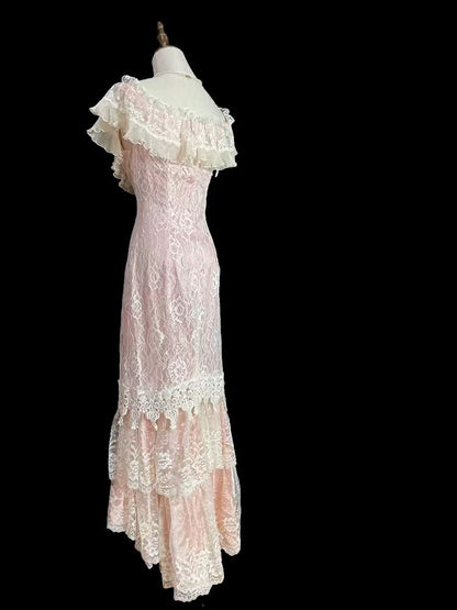 Vintage Sheath V Neck With Cap Sleeves Lace Summer Bridal Gown White Pink Wedding Dresses RB3717