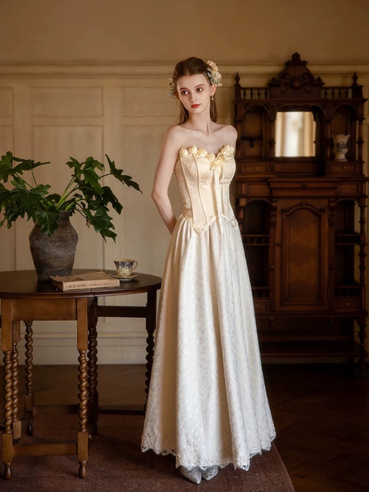 Dreamy Prom Dresses A Line Sweetheart With 3D Flowers Sleeveless Evening Long Formal Dress RB3720