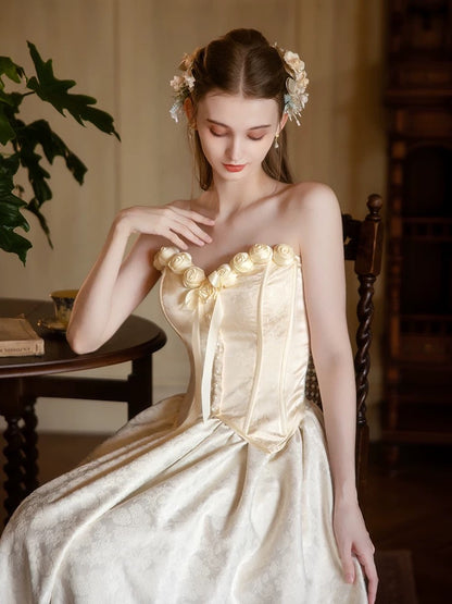 Dreamy Prom Dresses A Line Sweetheart With 3D Flowers Sleeveless Evening Long Formal Dress RB3720