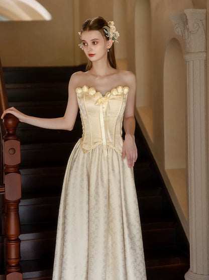 Dreamy Prom Dresses A Line Sweetheart With 3D Flowers Sleeveless Evening Long Formal Dress RB3720