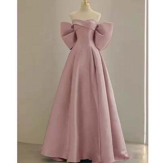 Elegant Prom Dresses A Line Sweetheart Pink Satin Corset Fitted Evening Long Formal Party Outfits RB3734