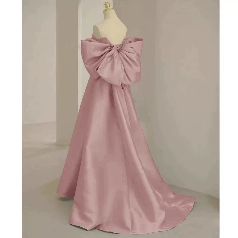 Elegant Prom Dresses A Line Sweetheart Pink Satin Corset Fitted Evening Long Formal Party Outfits RB3734