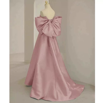 Elegant Prom Dresses A Line Sweetheart Pink Satin Corset Fitted Evening Long Formal Party Outfits RB3734