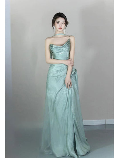 Glam Mermaid One Shoulder Mint Green Prom Dresses Evening Long Semi Formal Dress RB3745