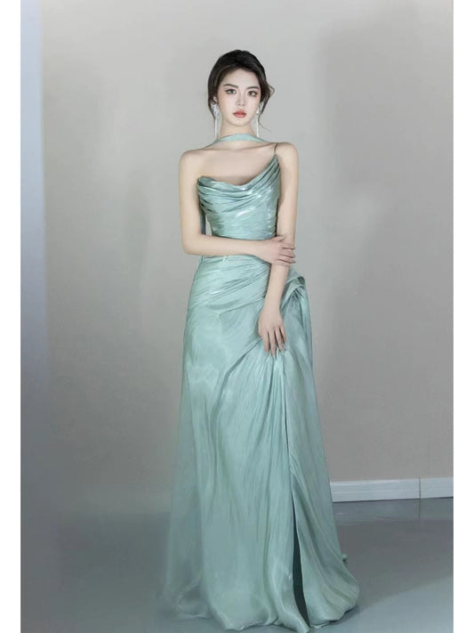 Glam Mermaid One Shoulder Mint Green Prom Dresses Evening Long Semi Formal Dress RB3745