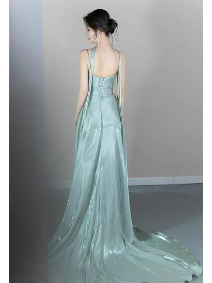 Glam Mermaid One Shoulder Mint Green Prom Dresses Evening Long Semi Formal Dress RB3745