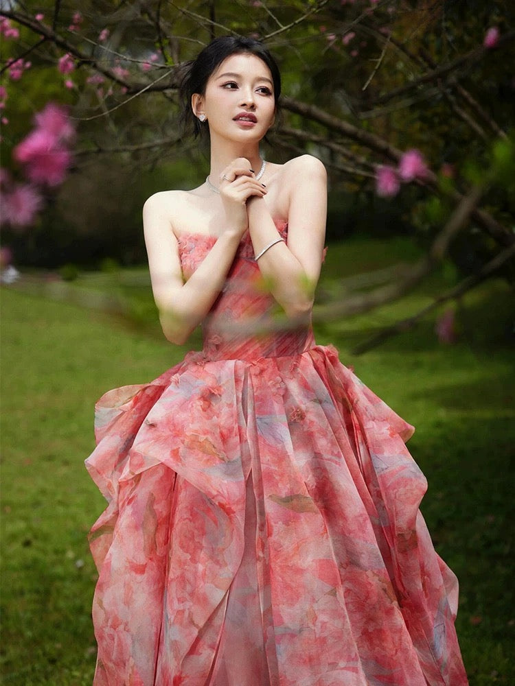 Classy Ball Gown Sweetheart Rose Pink Long Party Gowns Prom Dresses N2028
