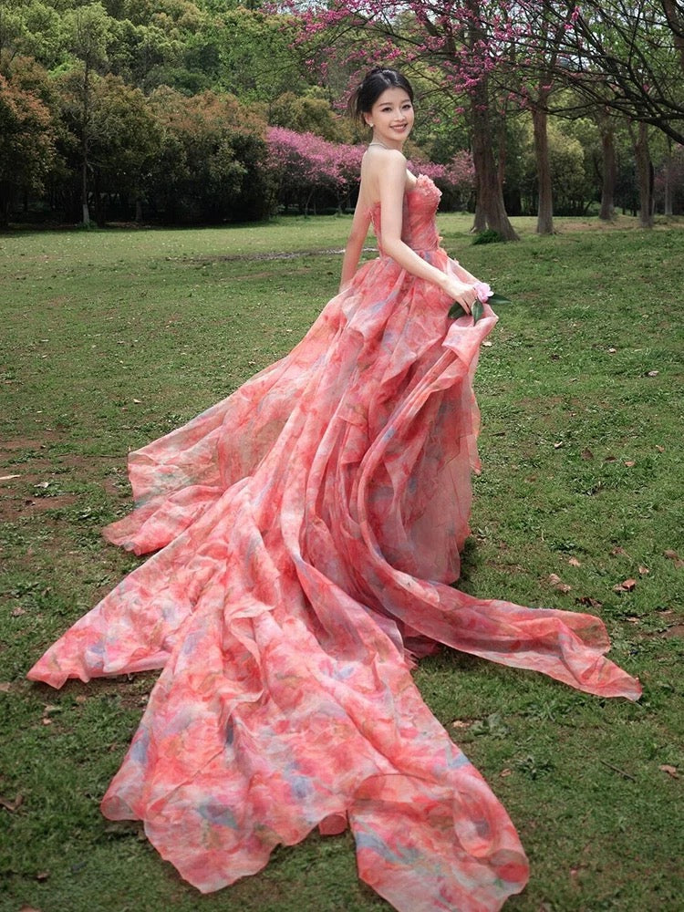 Classy Ball Gown Sweetheart Rose Pink Long Party Gowns Prom Dresses N2028