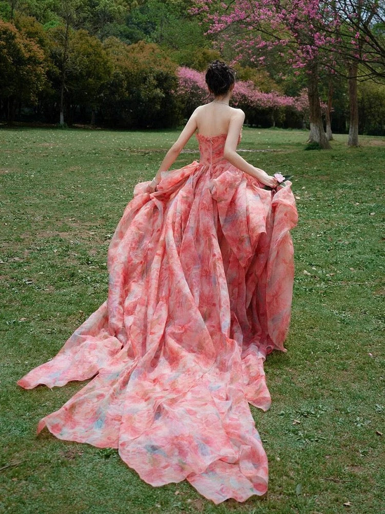 Classy Ball Gown Sweetheart Rose Pink Long Party Gowns Prom Dresses N2028
