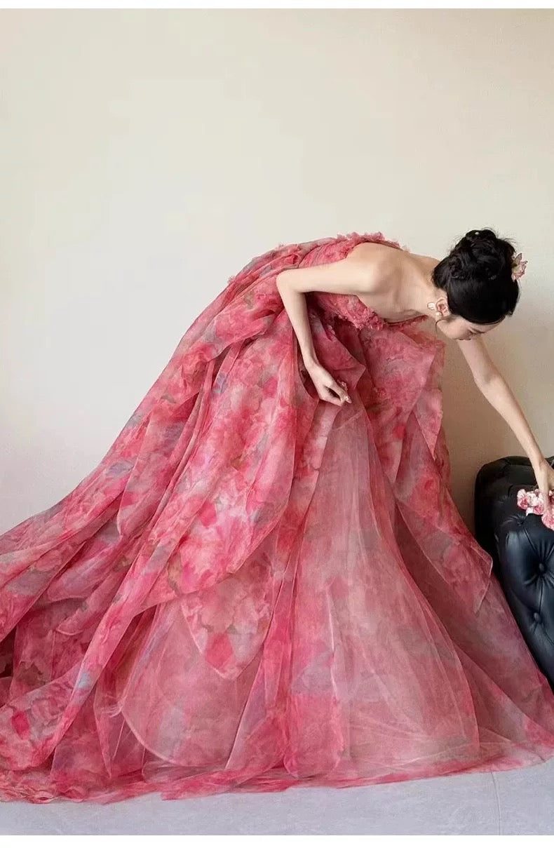 Classy Ball Gown Sweetheart Rose Pink Long Party Gowns Prom Dresses N2028