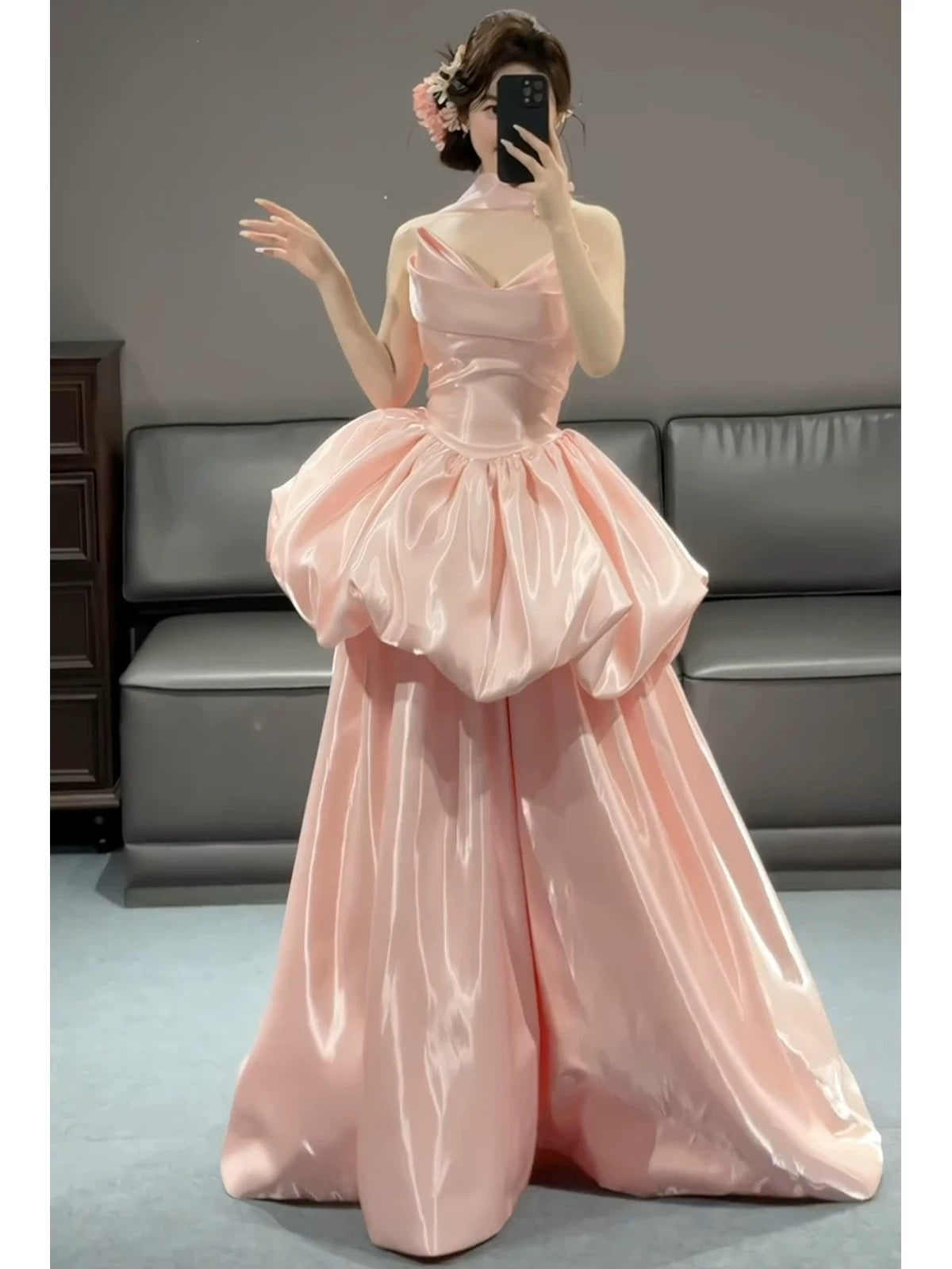 Cute Ball Gown Sweetheart Pink Long Party Gowns Prom Dresses N2040