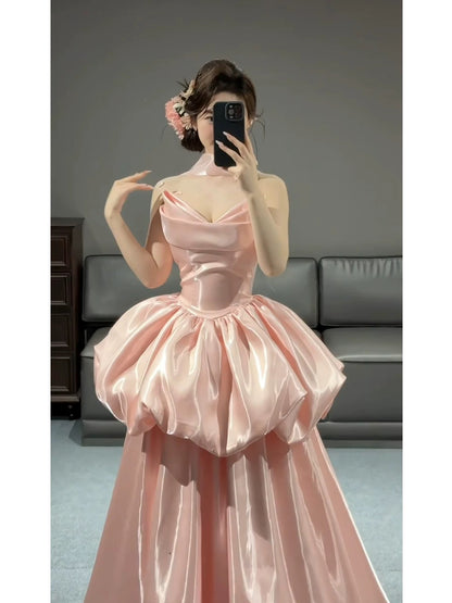 Cute Ball Gown Sweetheart Pink Long Party Gowns Prom Dresses N2040